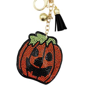 diamond encrusted pumpkin keychain 1