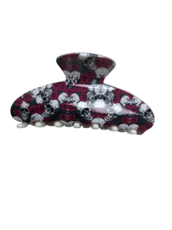 Gothic Skull Rose Shark Hair Clip 3