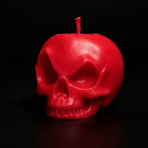Gothic Red Skull Apple Candle 5
