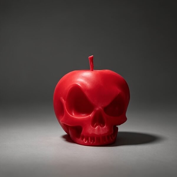 Gothic Red Skull Apple Candle 3