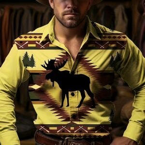 men's patchwork long sleeve shirt 1