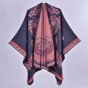 vintage paisley faux cashmere poncho shawl 1