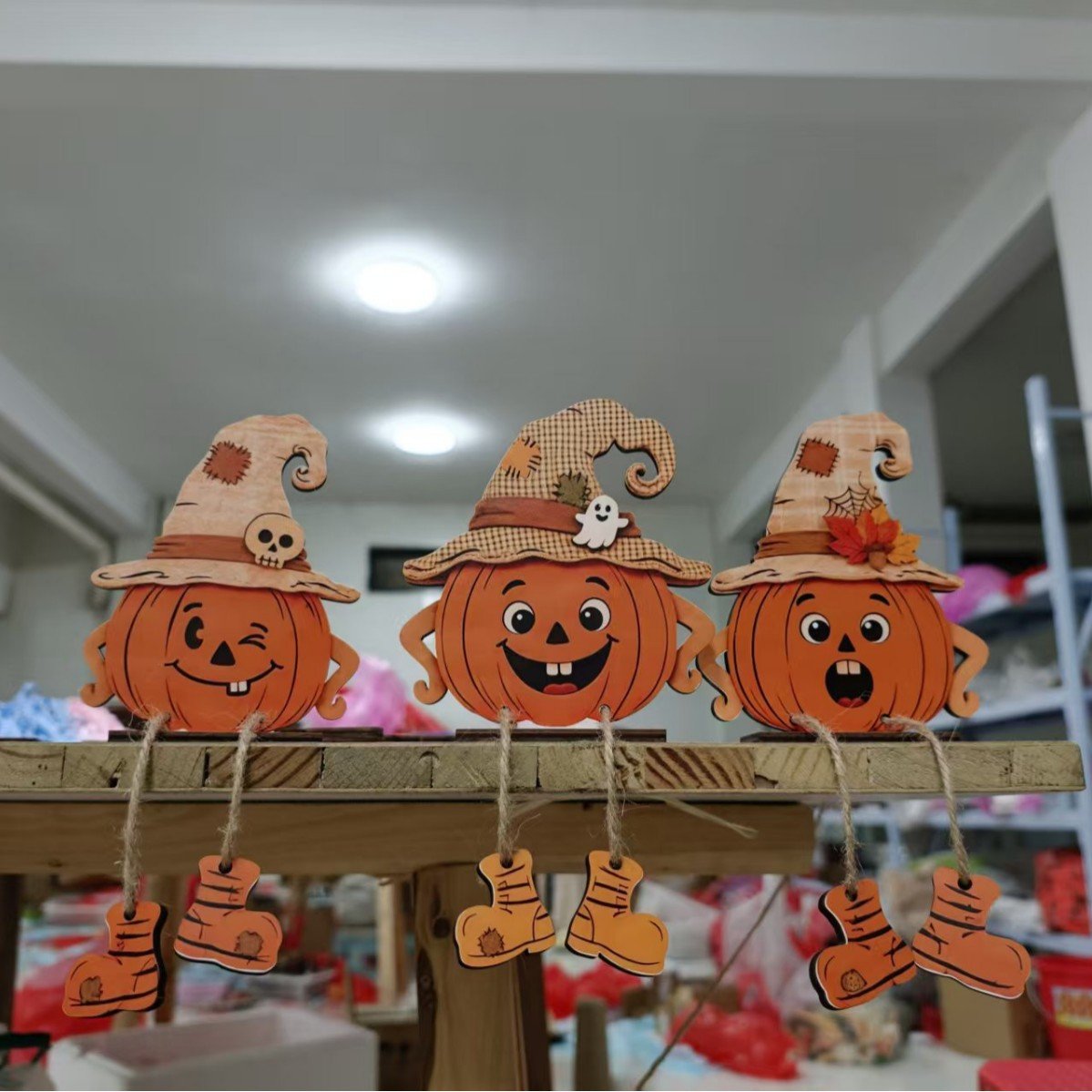 rustic wooden halloween pumpkin decor 1