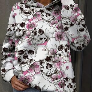 Floral Skull Hoodie – Streetwear Graphic Pullover