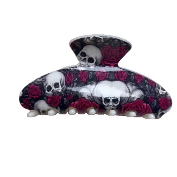 Gothic Skull Rose Shark Hair Clip 4