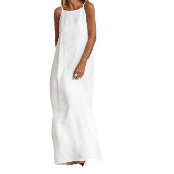 cotton linen slit suspender dress 4