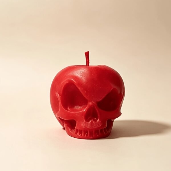 Gothic Red Skull Apple Candle 6